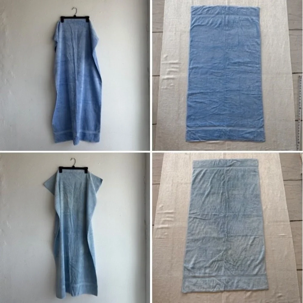 2pc Vintage Sears Superplush Bath Towels Blue Set Lot 2 USA Heavy Cotton Retro